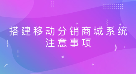搭建移动分销商城系统要注意哪些事项?