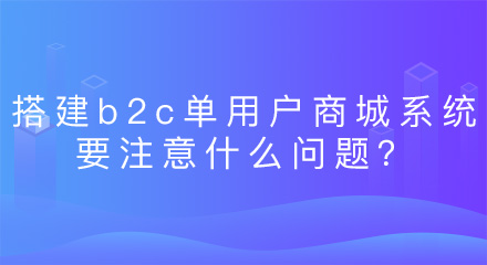 搭建b2c单用户商城系统要注意什么问题?