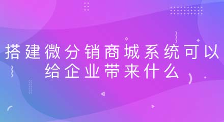 搭建微分销商城系统可以给企业带来什么?