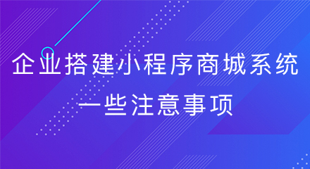 企业搭建小程序商城系统一些注意事项