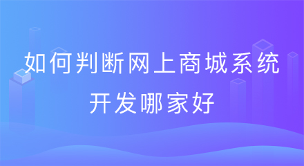 如何判断网上商城系统开发哪家好