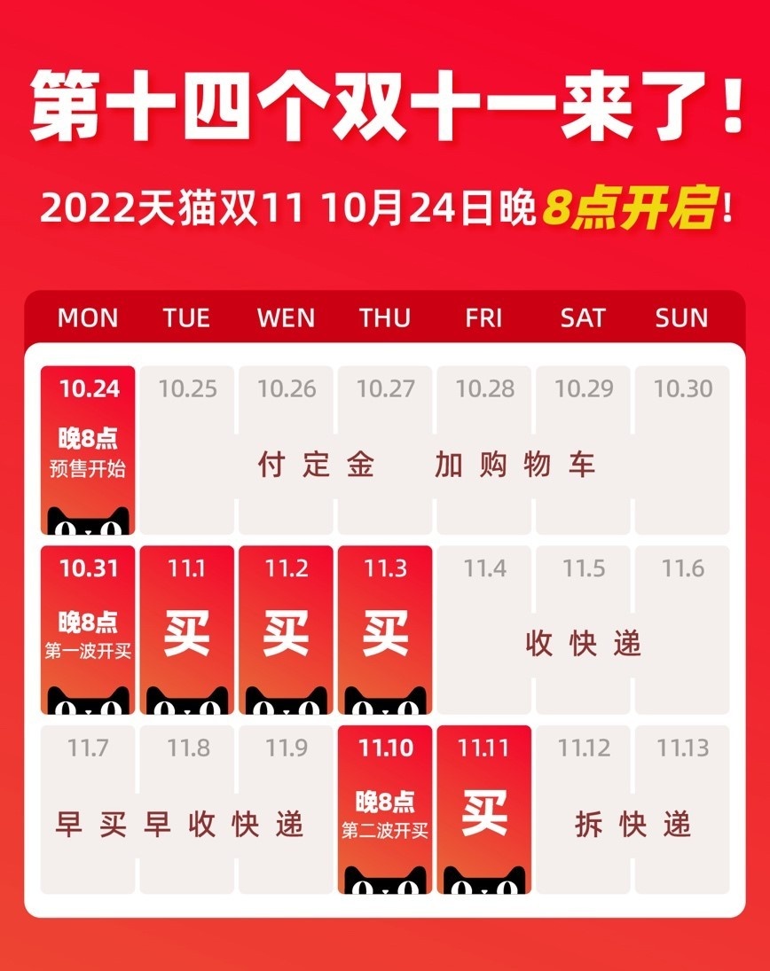 阿里京东公布2022年双11活动节奏